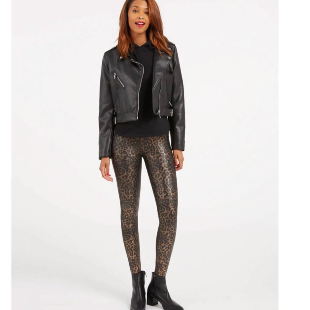 SPANX | Faux Leather Leopard Leggings in Leopard Shine (Size S)